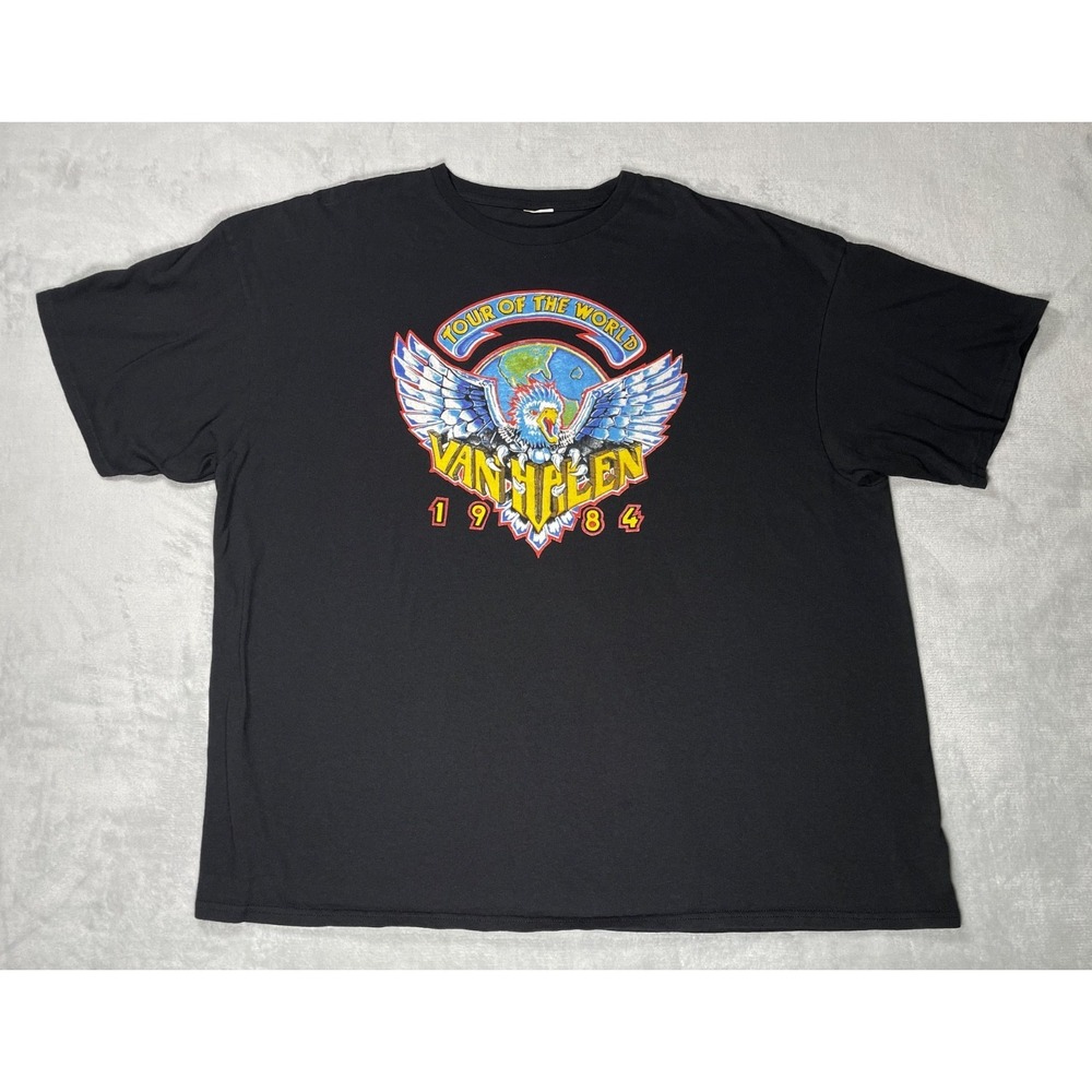Van Halen Tour Of The World 1984 Mens 2XL Black Graphic Band T Shirt